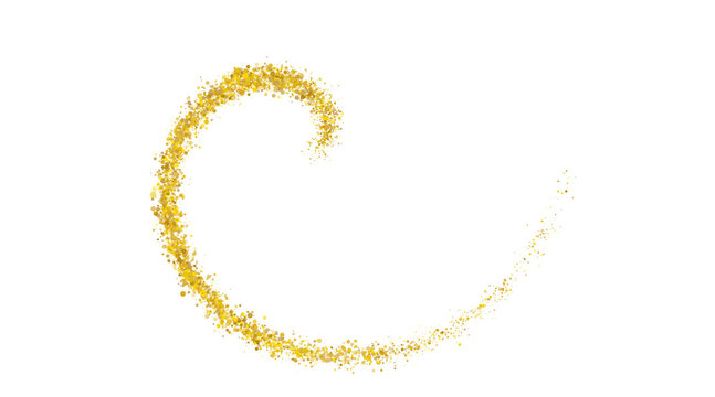 Shiny golden glitter swirl effect with dust particles in a circular motion