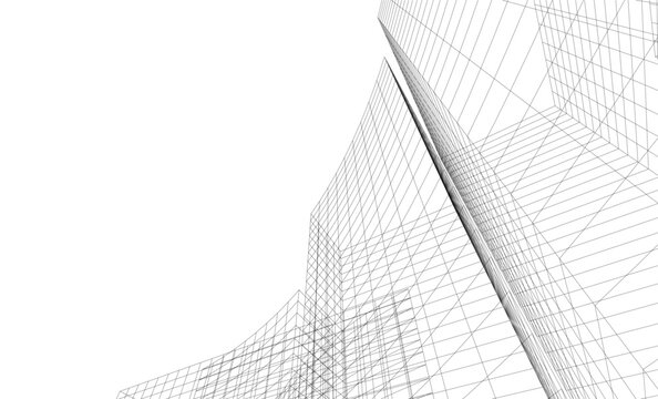Abstract architectural background. Vector 3d illustration