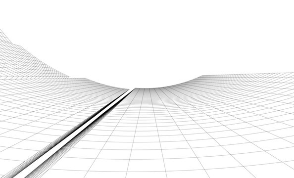 Abstract architectural background. Vector 3d illustration