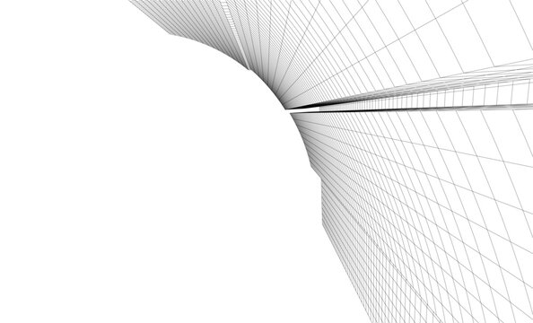 Abstract architectural background. Vector 3d illustration