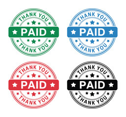 Obraz premium Label stamp icon with paid thank you and approval badge designs