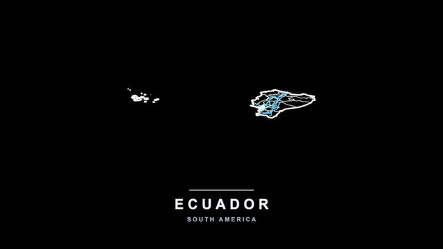 Ecuador Country Line Map Self Drawing Animated Overlay, Alpha 4K