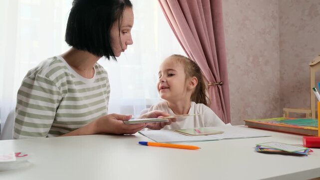 Child attention span development while studying at home education concept