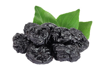 Obraz premium Prunes isolated on white background, heap of dried plums