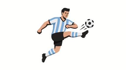 Obraz premium Dynamic soccer player kicking a ball in a striped uniform, a compelling vector illustration for marketing backgrounds, logo designs, and various graphic design projects