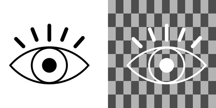 Simple black and white eye icon set for vision and visibility design