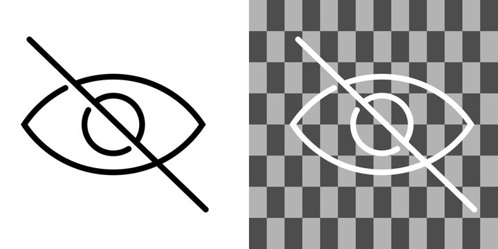 Eye icon with slash line representing hidden or private content and disabled visibility feature