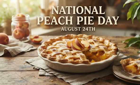 National Peach Pie Day August 24th Freshly Baked Dessert with Fruit