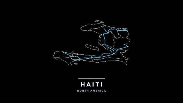 Haiti Country Line Map Self Drawing Animated Overlay, Alpha 4K
