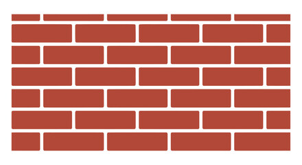 A flat lay depiction of a brick wall pattern with evenly spaced red bricks