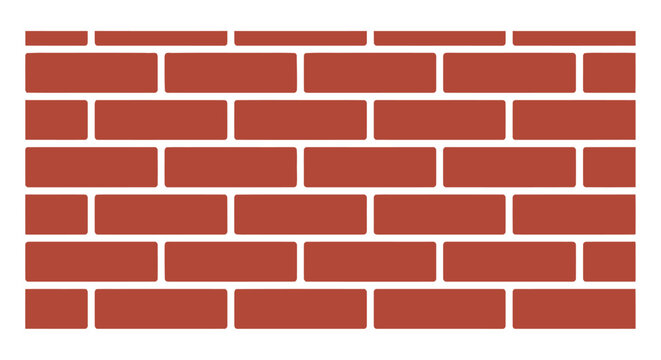 A flat lay depiction of a brick wall pattern with evenly spaced red bricks