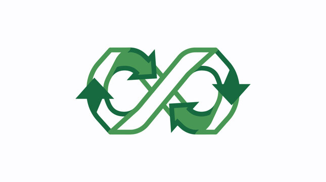 Green infinity loop symbol representing circular economy and sustainable recycling.