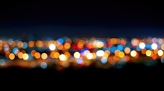 Softly blurred, colorful lights create a dreamy cityscape at night