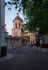 Cozy old street in center of Moscow in Russia. Sunset cityscape of Moscow. Architecture and landmarks of Moscow. © Ekaterina Belova