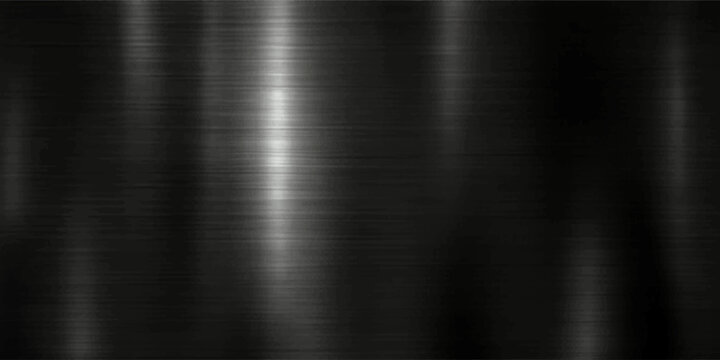 Brushed dark metal texture with horizontal polished steel finish and soft light reflection background industrial polished metallic abstract material structure technical construction gradient