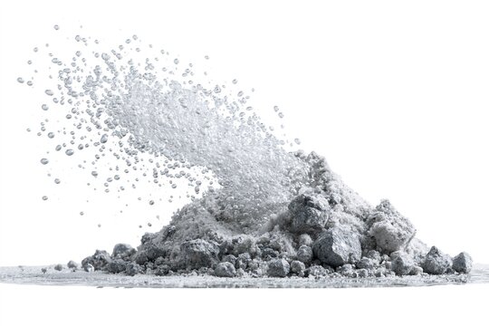 Water droplets escaping from a pile of salt crystals.