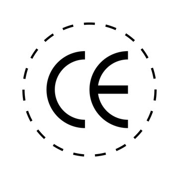 Black ce marking symbol inside a dashed circle icon