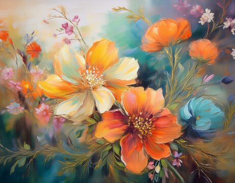floral patterns with a soft blurry look like a hand drawn oil painting grace home furnishings