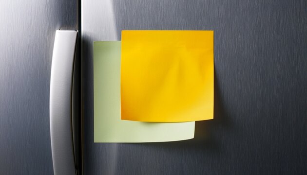 paper note and mockup on a fridge