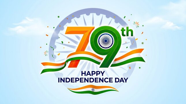 India independence day 79th celebration patriotic graphic for august 15th