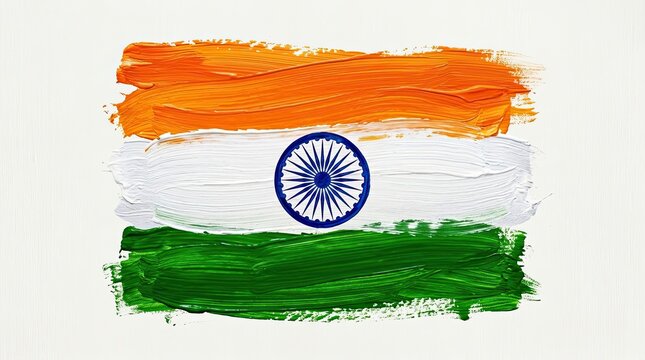 India independence day vibrant tricolor flag painted with brushstrokes patriotic symbol