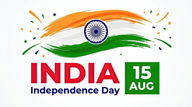 India independence day vibrant tricolor with ashoka chakra 15th august date