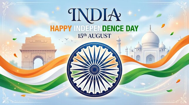 Celebrating india's independence day august 15th with iconic landmarks