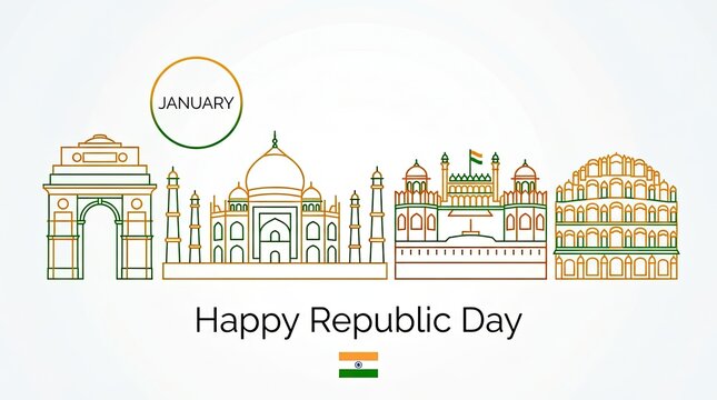 India republic day skyline celebrating independence day with iconic landmarks