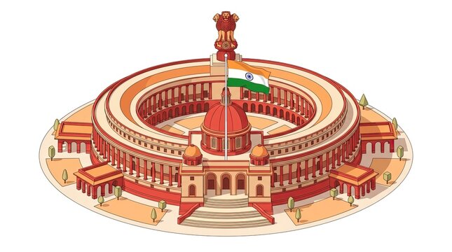 Rashtrapati bhavan illustration for india independence day celebrations patriotic designs