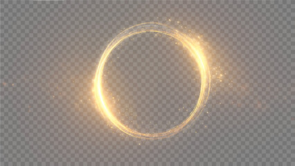 The effect of abstract gold light circles on a transparent background. Stock royalty free. PNG © Natalia