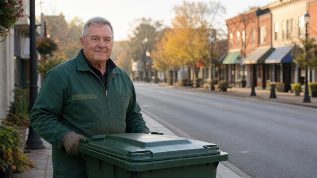 Curbside Compost Collection Senior Positioning a Closed Cart