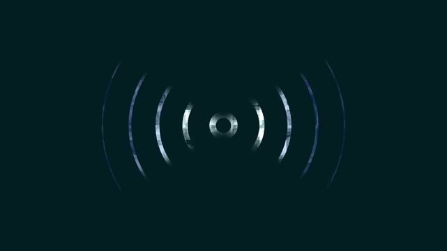 Radio wave moving on dark cyab color background