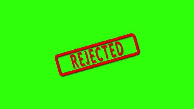 Rejected stamp design motion graphics. grunge rubber stamp impression animation. rejected distressed texture effect 4k video.