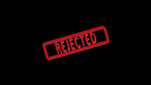 Rejected stamp design motion graphics. grunge rubber stamp impression animation. rejected distressed texture effect 4k video.
