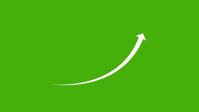 Rising arrow transparent channel animation on green background