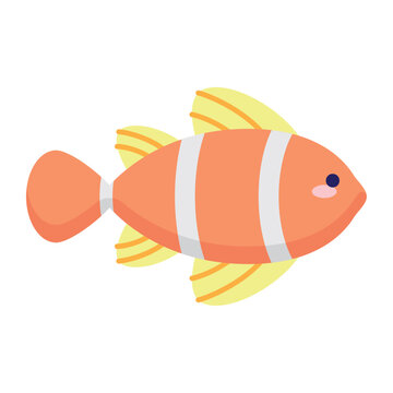 Cute orange clownfish cartoon swimming in ocean vector illustration
