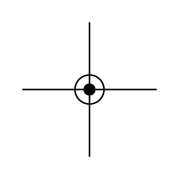 Black crosshair symbol with a central dot and circle for targeting or aiming