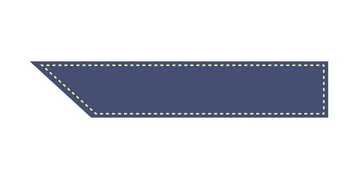 Blue denim fabric banner with yellow stitching detail