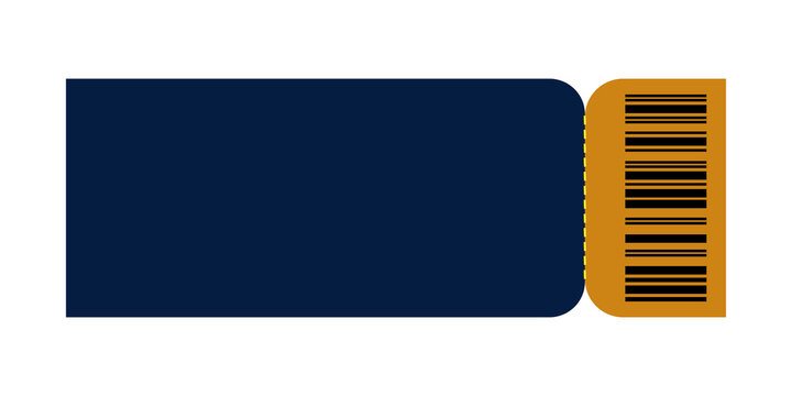 Blue and orange paper ticket with a barcode for events and travel