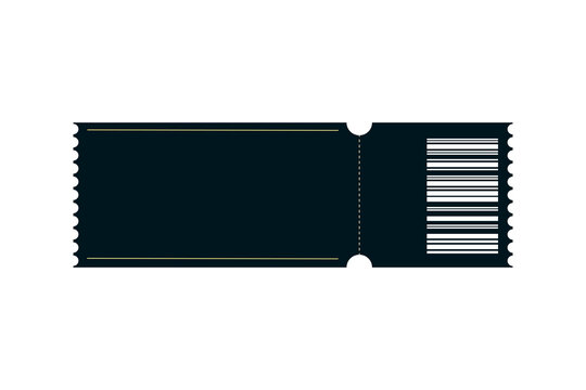Blank dark blue ticket with barcode for event entry and admission