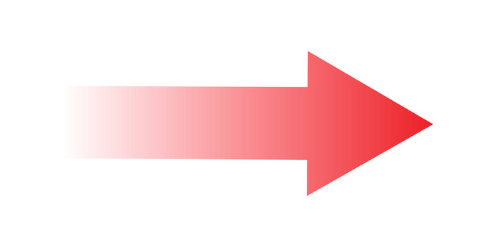 Red arrow pointing right with a modern soft fade gradient effect