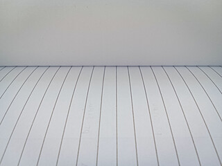 Fototapeta premium Close up macro view of empty lined notebook page with perspective lines and blank white copy space for text