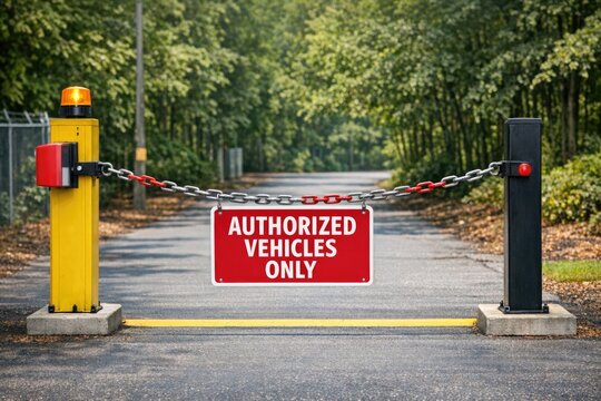 Red and white sign restricting access to certain vehicles only, suitable for roads, parking lots or private property