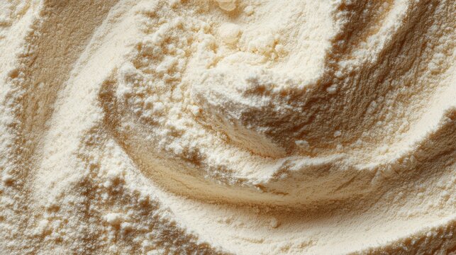 Fine white flour forming abstract swirls in soft studio lighting