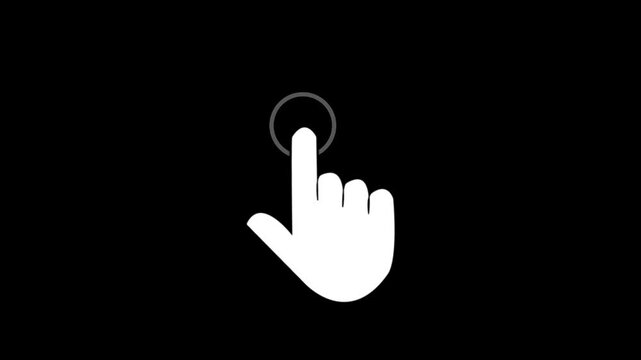Mouse pointer hand clicks icon animation. Clicking finger icon, Mouse click, mouse cursor click animation, hand gesture, mouse pointer animation, mouse double click animation. 4k
