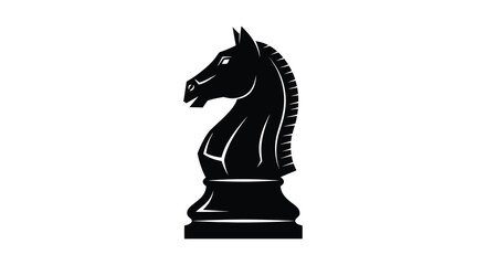Black chess knight head silhouette against a white background a stylized depiction © Farjana