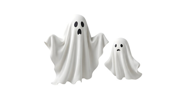Spooky halloween ghosts cute ghost family illustration isolated on transparent background for festive decorations and graphic design