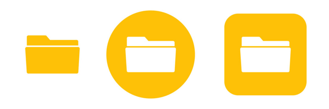 Folder icon set with file folder and directory symbols. File management icons for file managers, document storage and file explorer UI