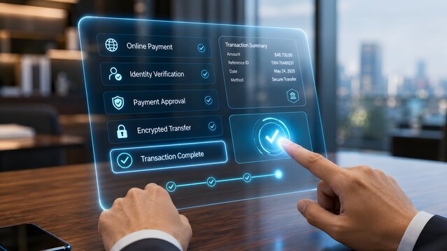Secure online payment process with identity verification and encrypted data transfer