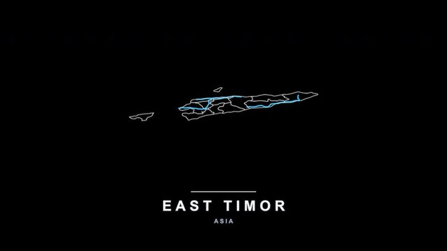 East Timor Country Line Map Self Drawing Animated Overlay, Alpha 4K